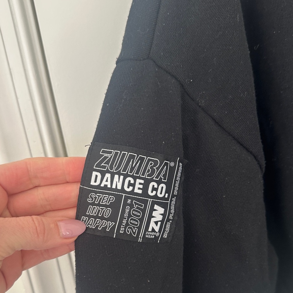 Zumba Black Cropped Hoodie with Neon Yellow Logo - Picture 4 of 5